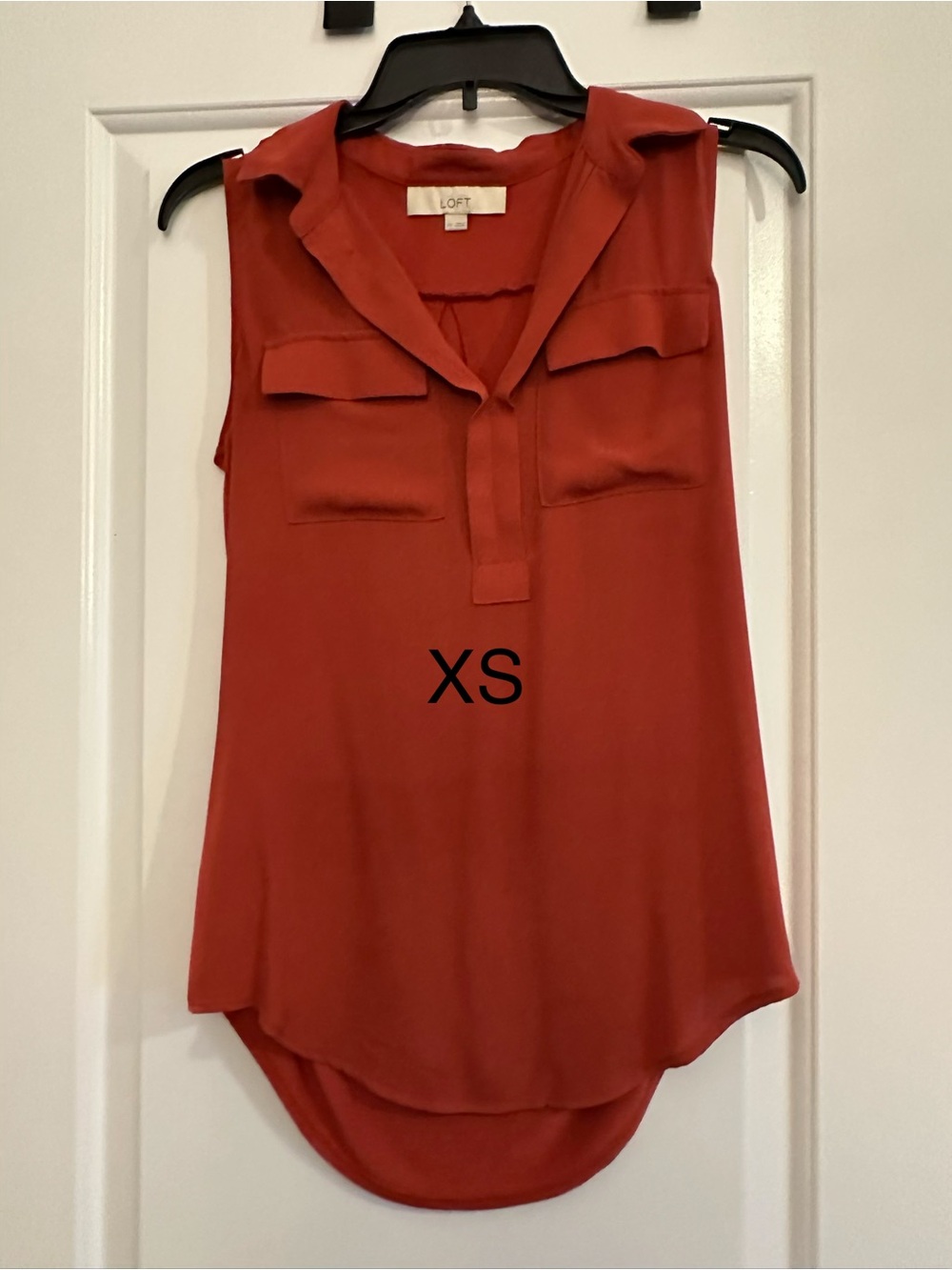 LOFT Rust-Colored Sleeveless V-Neck Blouse